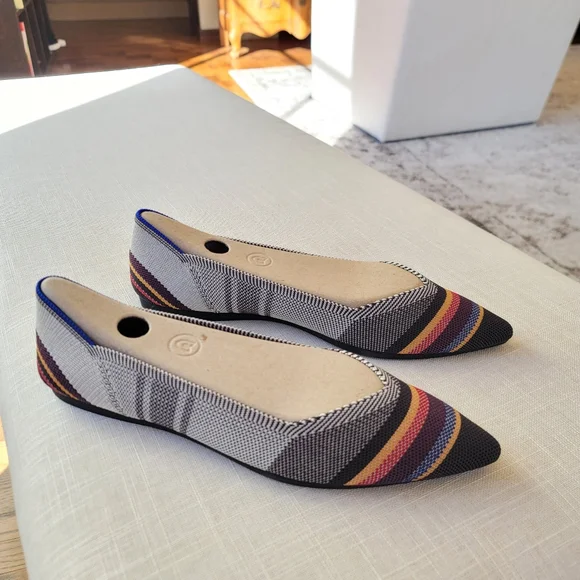 New! Rothy’s sz 9 VIB Inverse Stripe Points Flats NIB - Picture 3 of 9